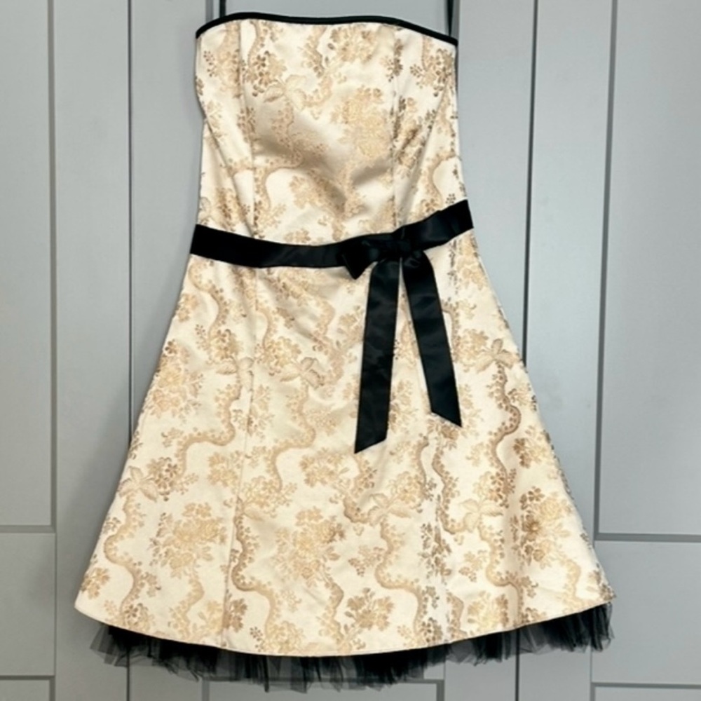 Jessica McClintock For Gunne Sax Strapless Jacquard Mini Dress Women’s Size 7/8